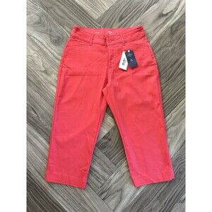 St John’s Bay Women’s Capri Mid Rise Fitted Through Hip & Thigh Red Zs 2
